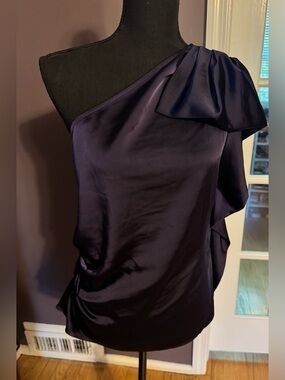 NWT Express purple satin one shoulder top 
size Large